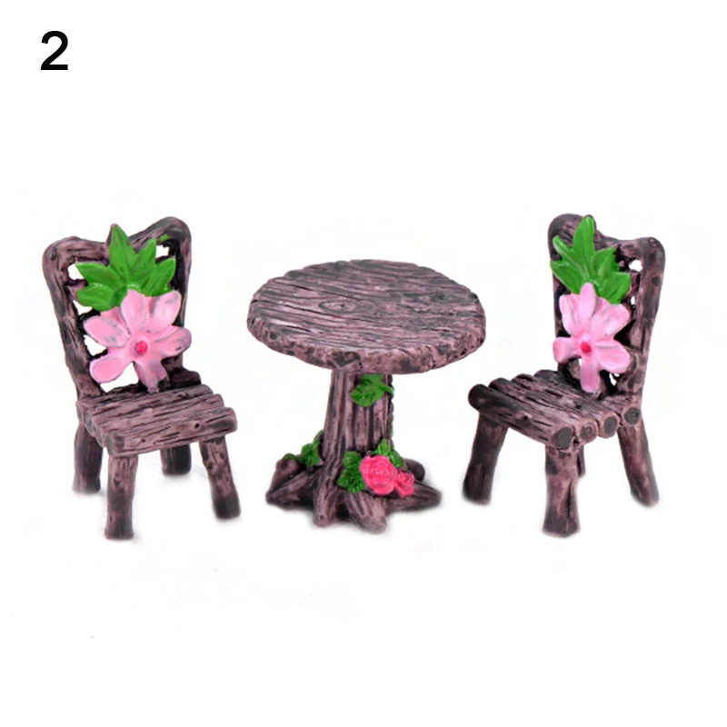 Miniature Resin Table and Chair Decoration Set for Garden Dollhouses Accessories Resin Table and Chair Decoration Set Miniature
