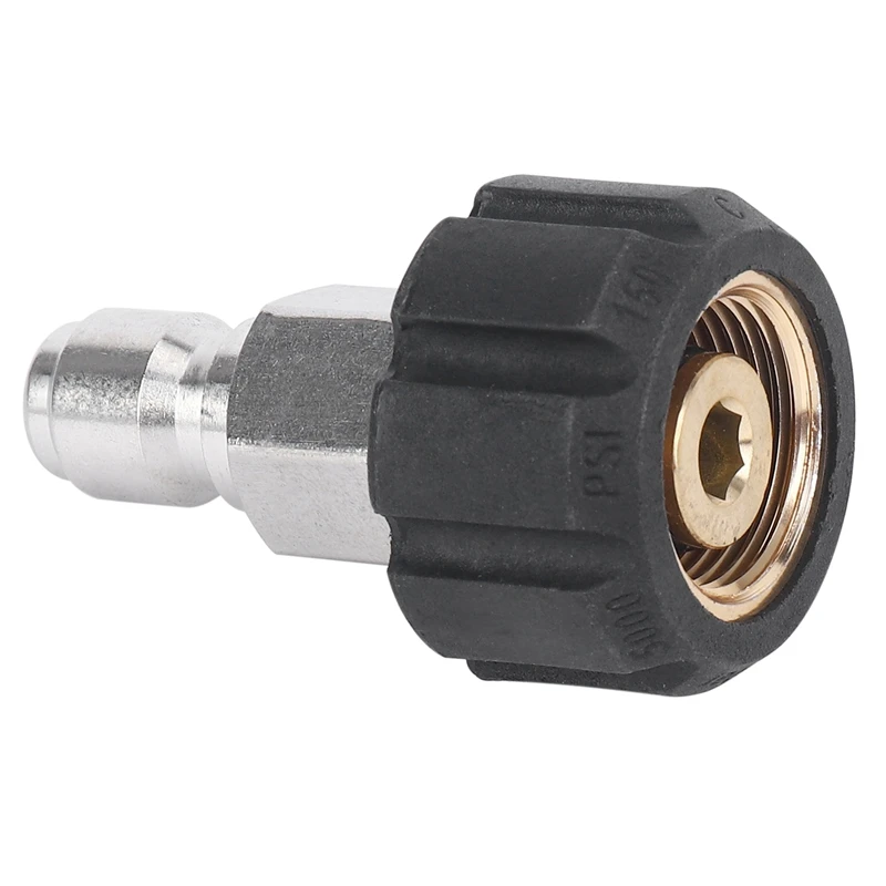 

Pressure Washer Twist Connect M22 14Mm X 3/8 Inch Quick Disconnect Plug High Pressure B Fitting Quick Coupler Nipple, 5000 PSI,