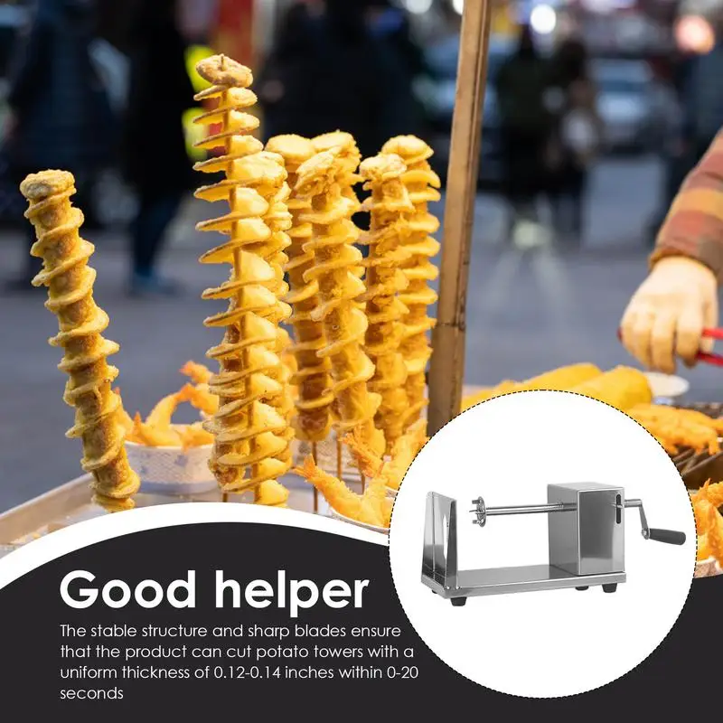 Stainless Steel Spiral Tornado Potato Cutter Kitchen Vegetable Fruit Chips Slicer 3 Blades Potato Shaped Choper