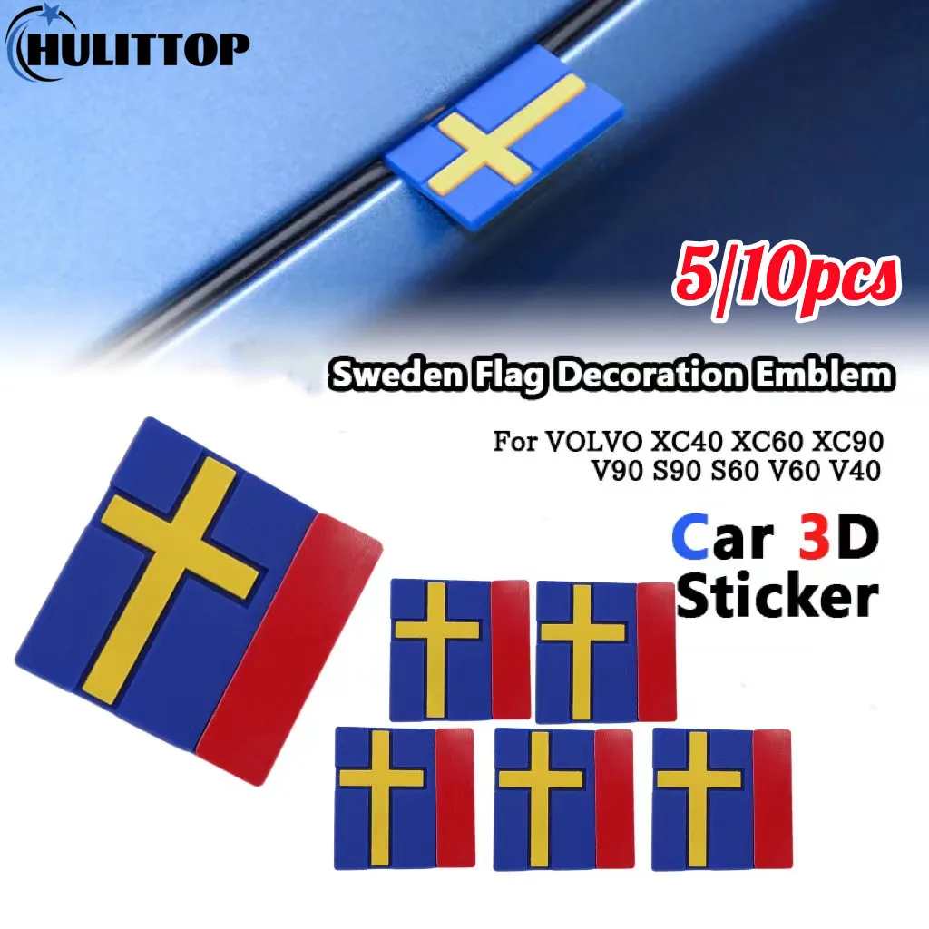 5/10Pcs Car Stickers 3D Sweden Flag Decoration Emblem Car Door Trunk front grille for VOLVO XC40 XC60 XC90 V90 S90 S60 V60 V40 car reflective stickers car door stickers car sticker film car sticker car stickers car bumper protector car body stickers car key sticker car badge grille emblem car badge cover