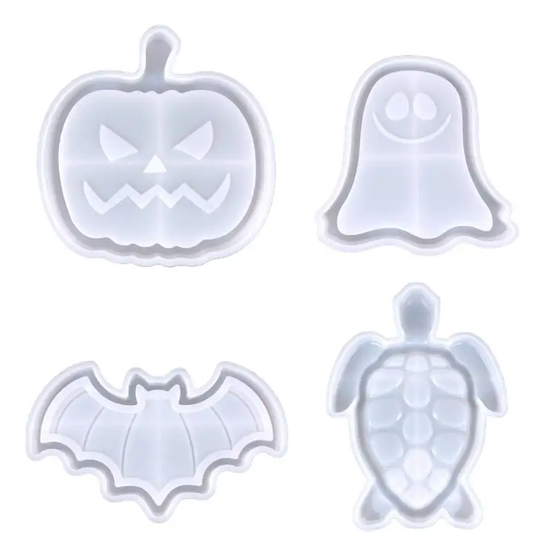 

Halloween Pumpkin Bat Specter Tray Molds Silicone Coaster Mold Epoxy Resin Casting Molds for Making Faux Agate Cup Mat