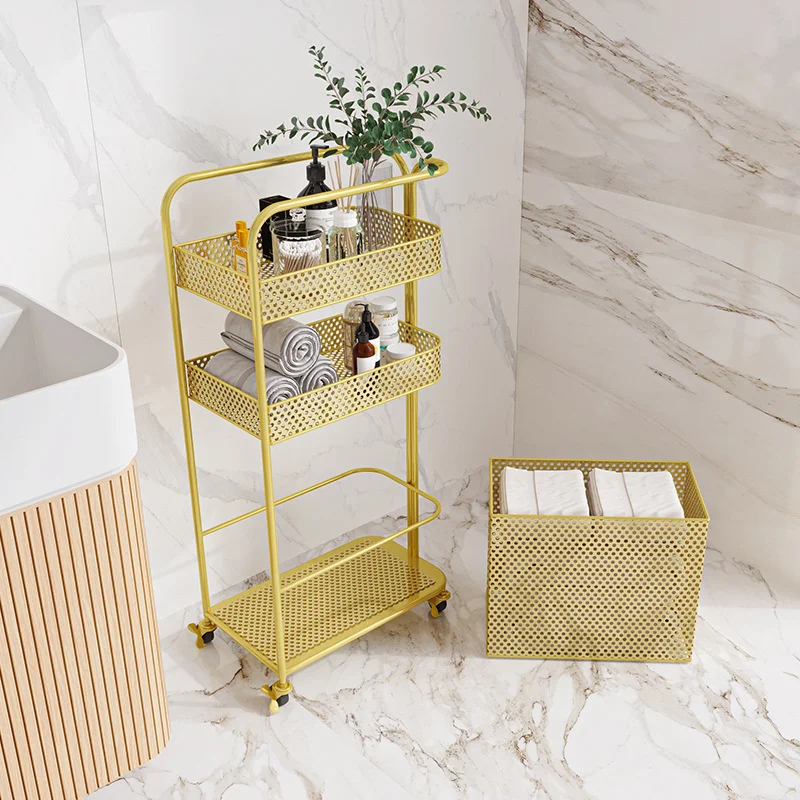 

Toilet Seam Storage Rack Light Luxury Ins Cart Home Multi-layer Storage Basket Bathroom Separated Dirty Clothes Basket