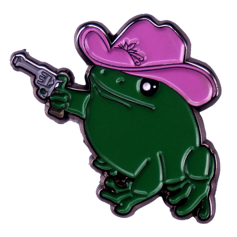

A2982 Cowboy Hat Frog Enamel Pins Custom Funny Froggy Brooches Bag Clothes Lapel Badges Cute Animal Jewelry Gift for Kids Friend