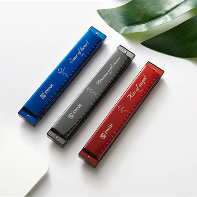 SWAN 24 holes polyphony harmonica C key for professional Students Beginners chromatic harmonica diatonic harmonica kids harmonica