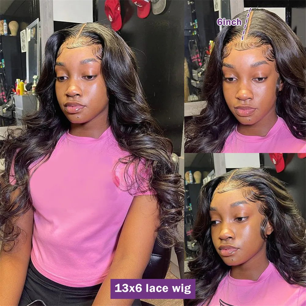 Perruque Lace Front Wig Body Wave Brésilienne Naturelle, Cheveux Sans Colle, 13x4 13x6 HD, 30 38 40 Pouces, pour Femme Africaine