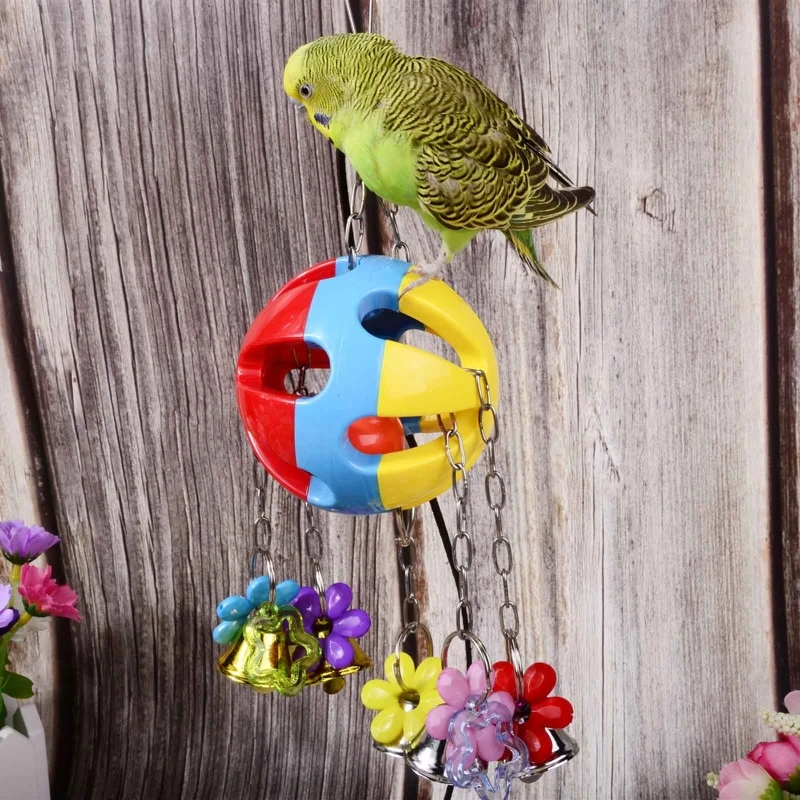 Juguete interactivo de plástico extraíble para pájaros, pelota con campana para loros, cacatúas, guacamayos de Amazon|Juguetes para - AliExpress