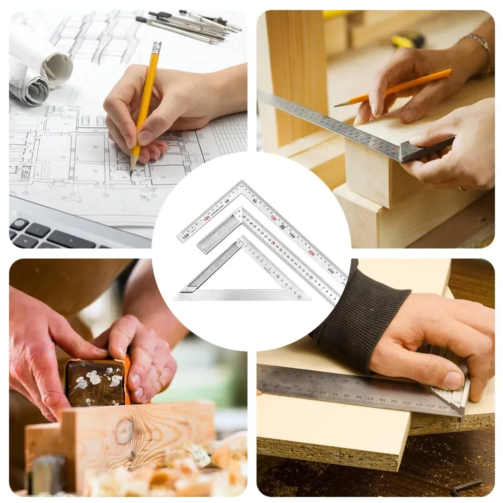 Woodworking Ruler Aluminum Alloy Square Ruler Right Angle 90 Turning Ruler Woodworking Steel Turning Measuring Tools Gauge