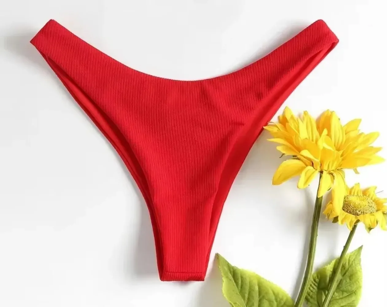 Alluring Low Waisted Thong Swimwear - Solid Color Brazilian Beachwear