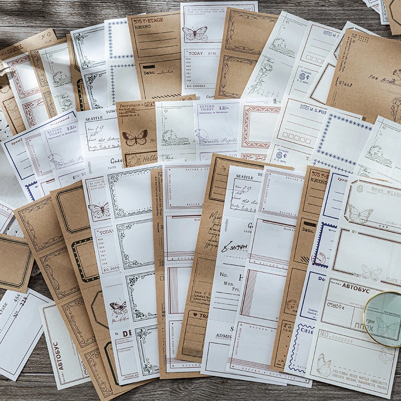 

Card Lover 30 Pcs [Concerto Series] Vintage Journal Sticky Notes Multiple Materials Memo Pad Note Paper Scrapbooking Material