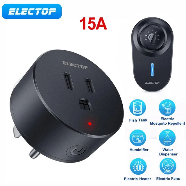 ELECTOP Wireless Remote Control Outlet 15A 1500W 4000V Outlet Power Switch Plug On/Off for Home Household Fans Christmas Lights