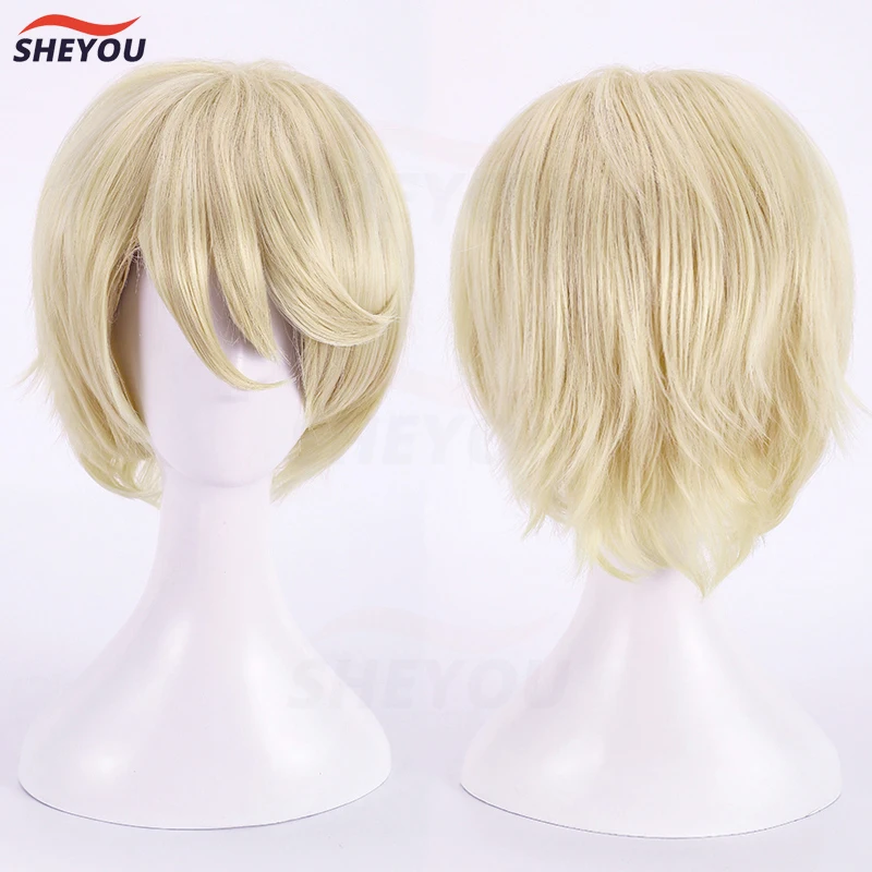 

Alois Trancy Cosplay Wigs Anime Short Light Golden Heat Resistant Synthetic Hair Halloween Party Wig + Wig Cap