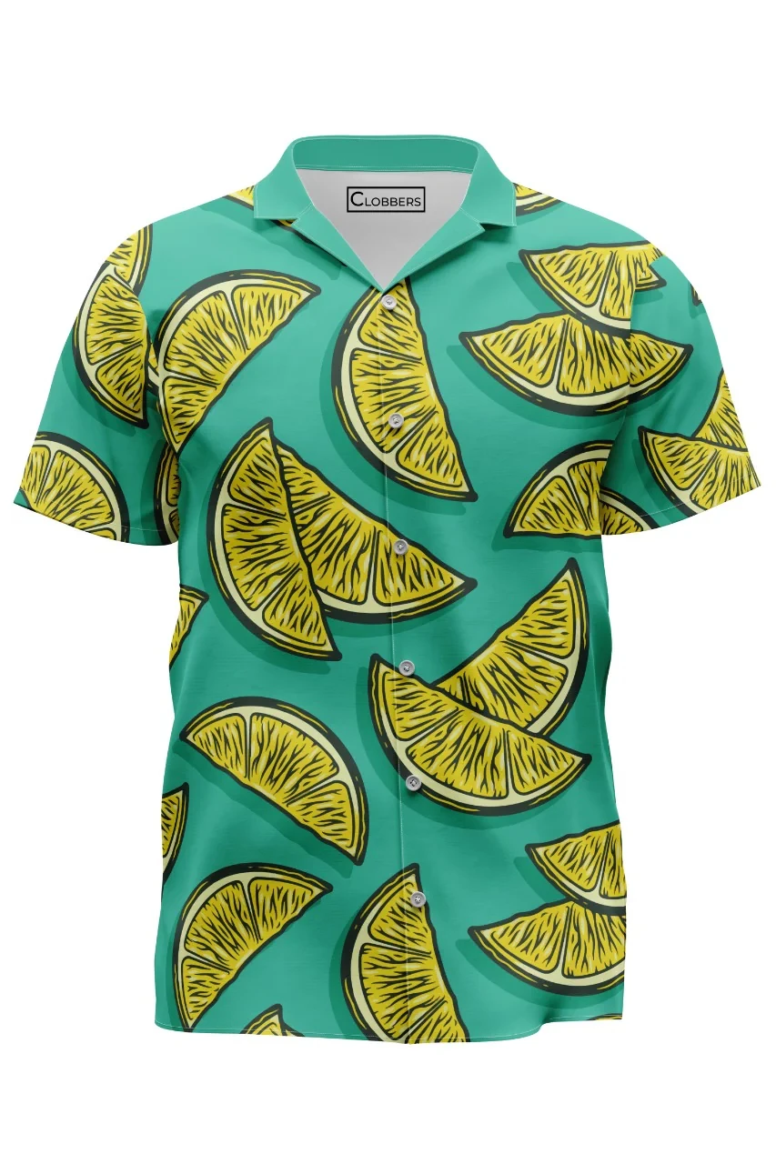 

Hawaiian men's shirt with lemon fruit pattern 3D printed top summer vacation with button up short sleeved shirt street clothing