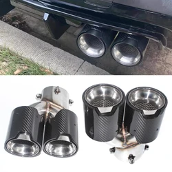 For BMW 2021 2022 2023 G23 M440i G20 G21 M340i G42 M240i Glossy Silver 4 Outlet Carbon Fiber Exhaust Head