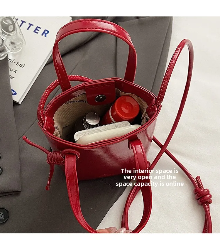 Mini PU Leather Crossbody Bag - Womens Korean Fashion Shoulder Handbag