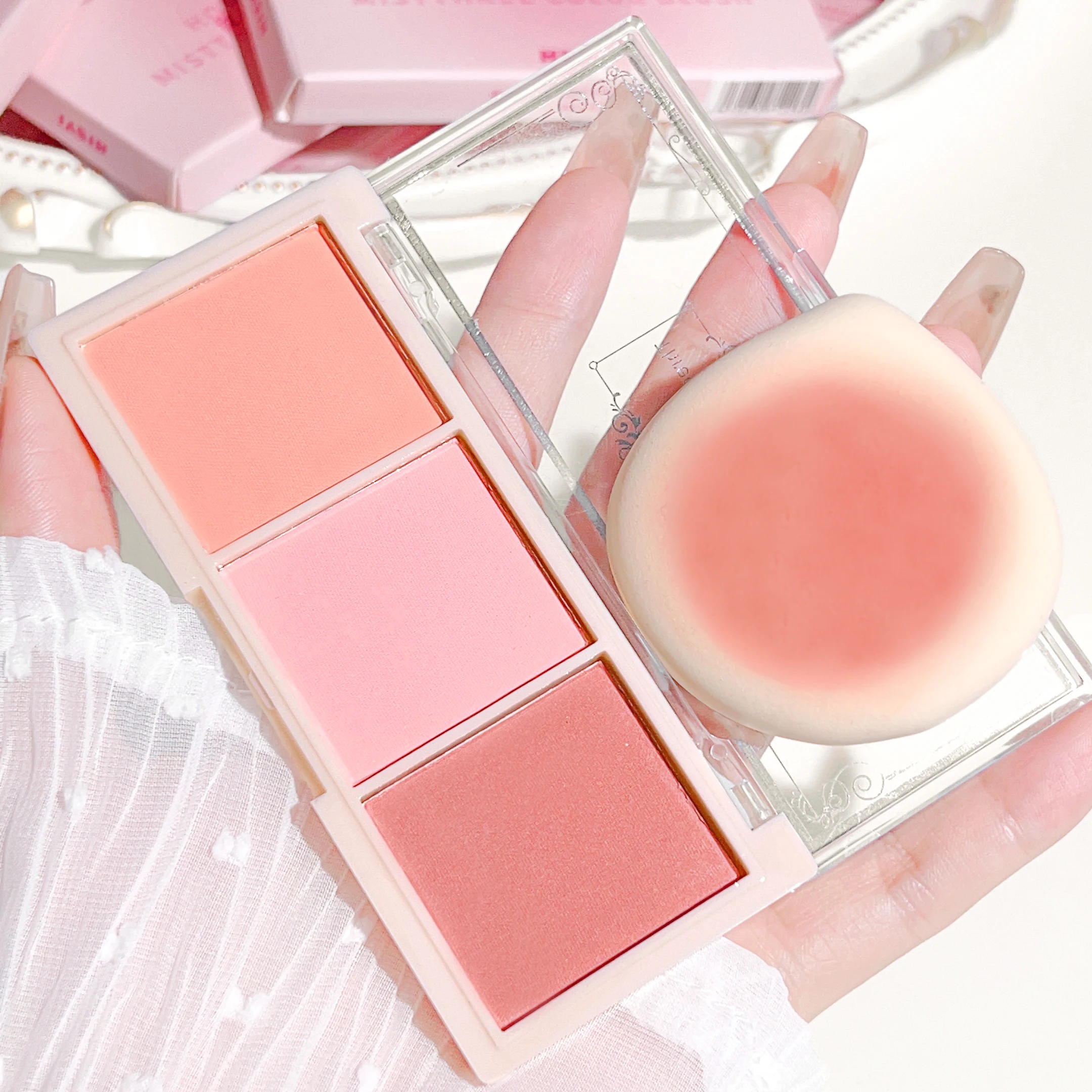 HISYI three-color blush natural color rendering delicate non-flying powder matte rouge holding makeup clear vitality girl blush 4