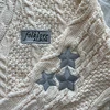 Loose Fit Star Embroidered Knitted Cardigan Women Beige Folklore Autumn Winter Casual Sweater Coat 3
