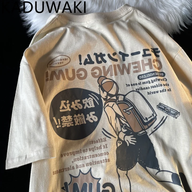 

Футболка женская с забавным мультяшным принтом, Юмористическая уличная одежда с круглым вырезом и коротким рукавом, топ для пар, Y2k, на лето