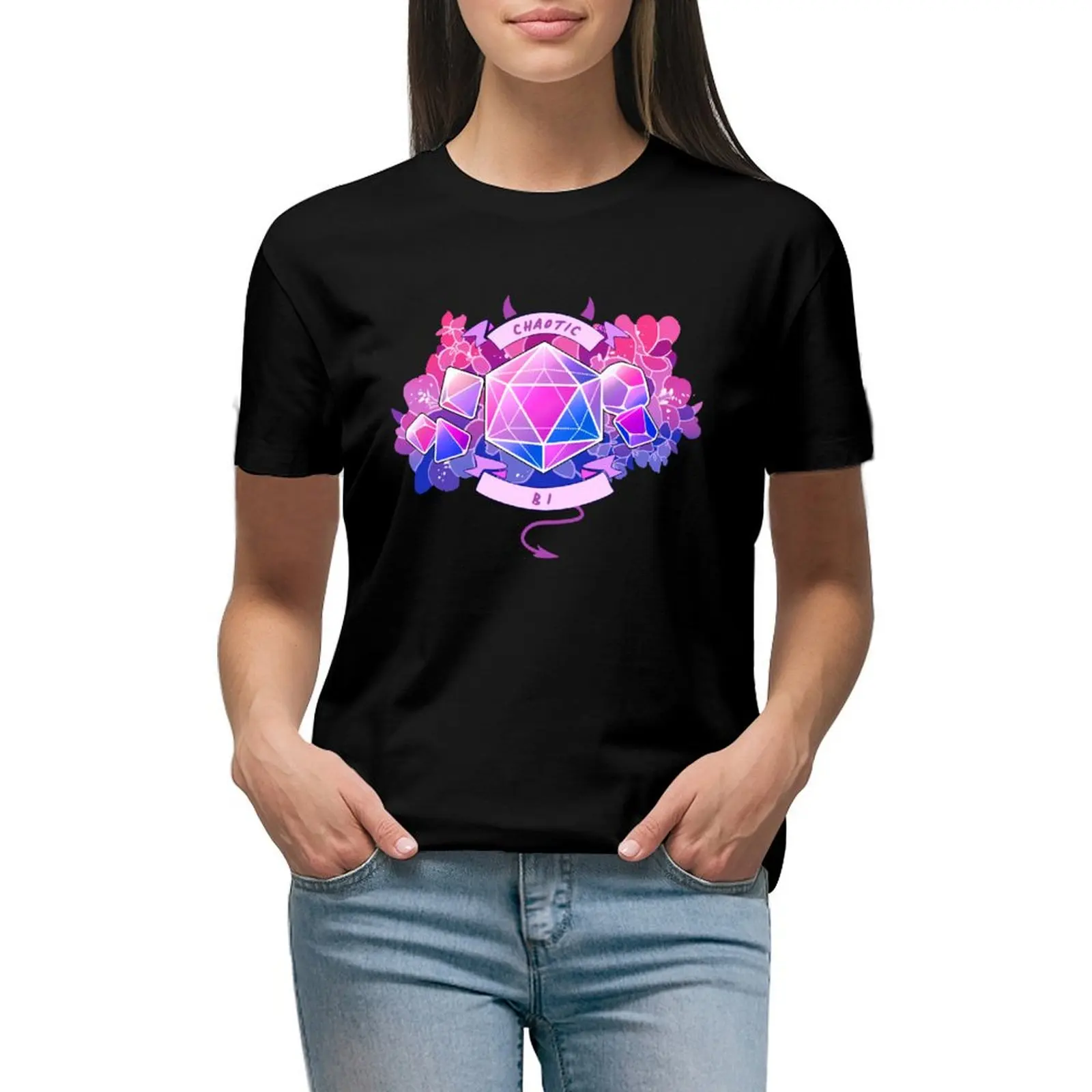 LGBT RPG - Chaotic Bi T-Shirt animal print shirt for girls sports fans summer top plus sizes Women's cotton t-shirt