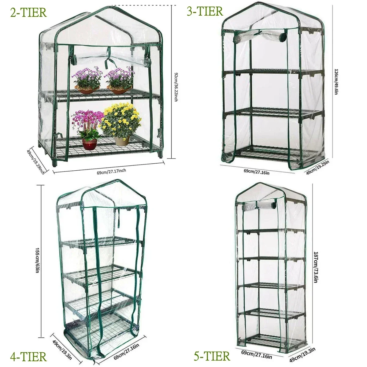 รูปสินค้า ผ้าคลุมสวนกันหนาว PVC สำหรับดอกไม้และต้นไม้ โรงเรือนเพาะชำแบบมีฉนวนกันความร้อน ห้องอาบแดดแบบมีฉนวนกันความร้อน กันฝน พร้อมโครงตาข่าย
