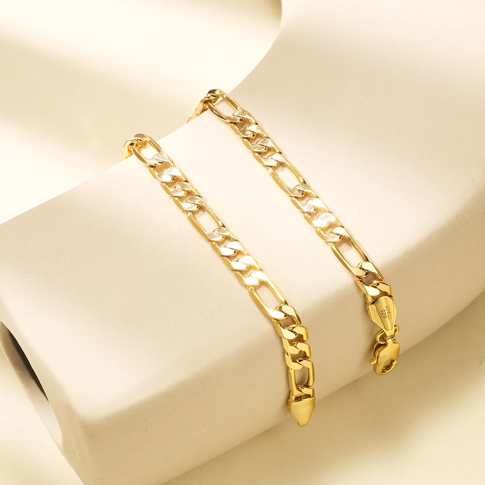 Sterling Silver Gold Plated Figaro Chain Necklace