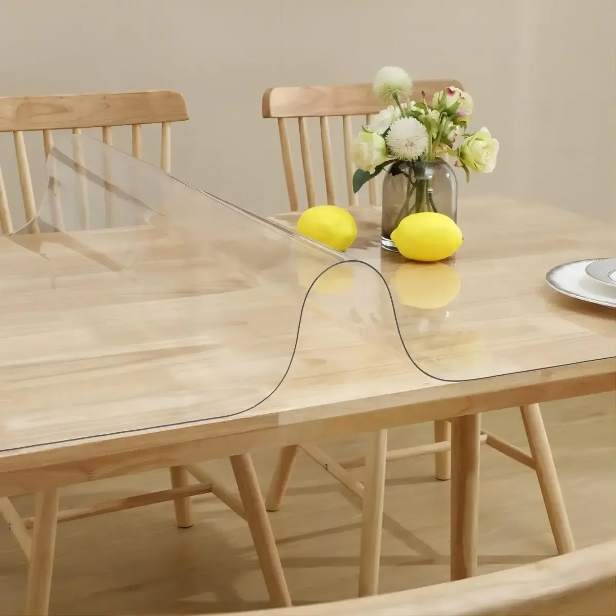 PVC transparent table cloth heat resistant waterproof oil resistant dining table mat 1pc