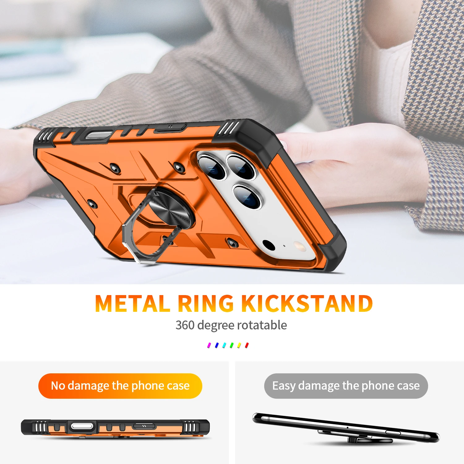 Air Armor Shockproof Magnetic Car Ring Holder Heavy Duty Protective Case