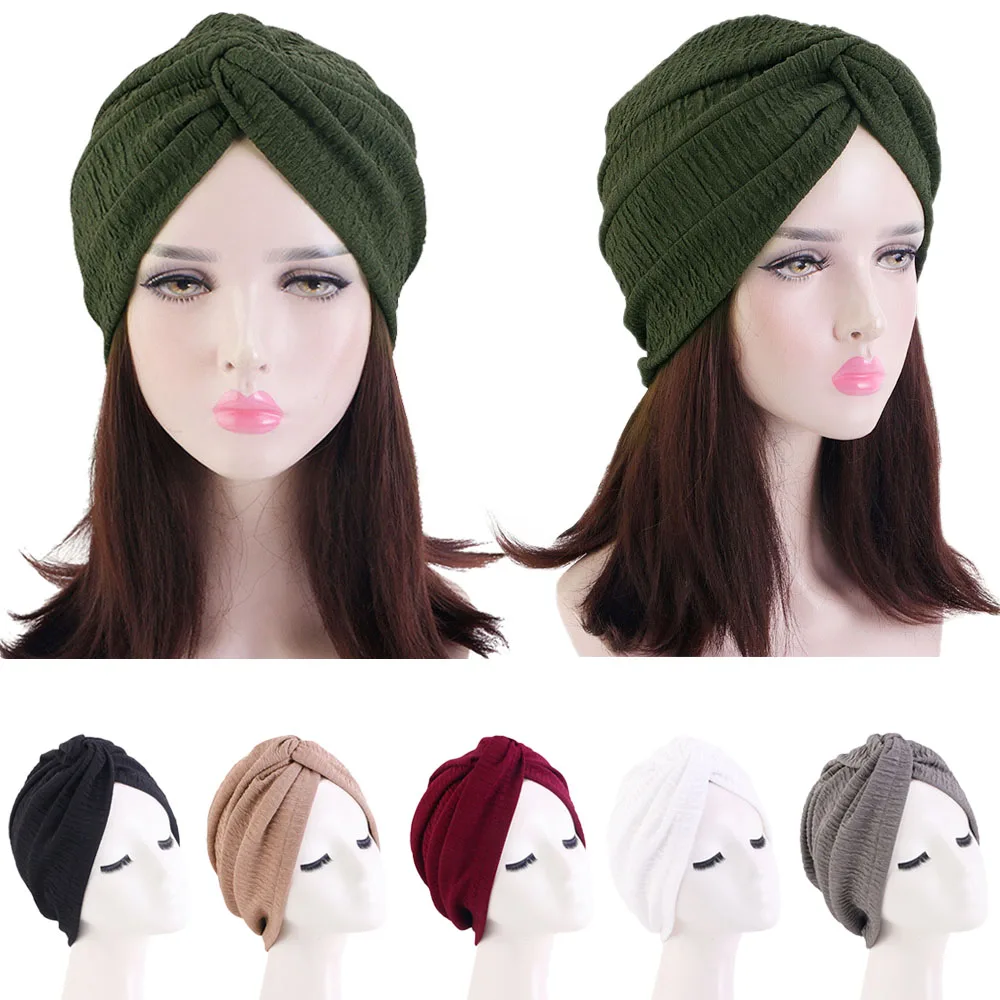 

Twist Knot Muslim Women Hijab Inner Cap Turban Chemo Cancer Stretch Female Bonnet Head Wrap Scarf Cover Beanie Hats Solid Color