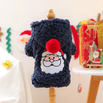 1pc Pet Clothes Autumn Winter Thickened Warm Santa Claus Jacket Hoodie for Cats and Dogs