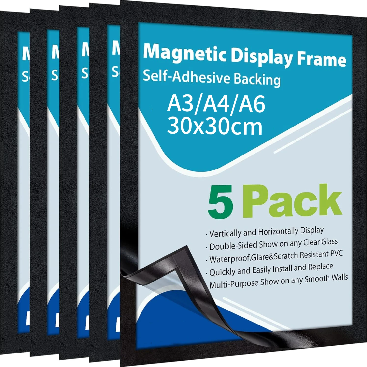 5Pack Supporto Per Cartelli Magnetici Cornice Per Foto Da Parete Display Per Porta Carte Di Credito Per L'Ufficio Della Finestra Di Casa Pubblicizza I