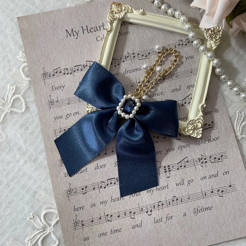 Ribbon Large Bowknot Bag Pendant Ornament Multi Color Japanese Lolita Handmade Rhinestone Cute Key Ring Chain Bow Girls Gift
