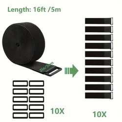 Heavy Duty Reusable Black Cable Straps with Buckles - 5CM Wide - 5cm wide (5meters)