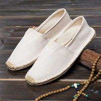 Breathable Comfortable Thick Sole Linen Shoes Soft Shoes for The Elderly Light Personality Canvas Shoes Lazy Shoes A Slip-on Men 1