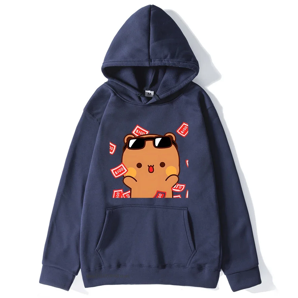 Cute Bubu and Dudu Is So Rich Millionaire Hoodies for Men Women Sweatshirt Couple Clothes Autumn Winter Tops Panda Bear Casual