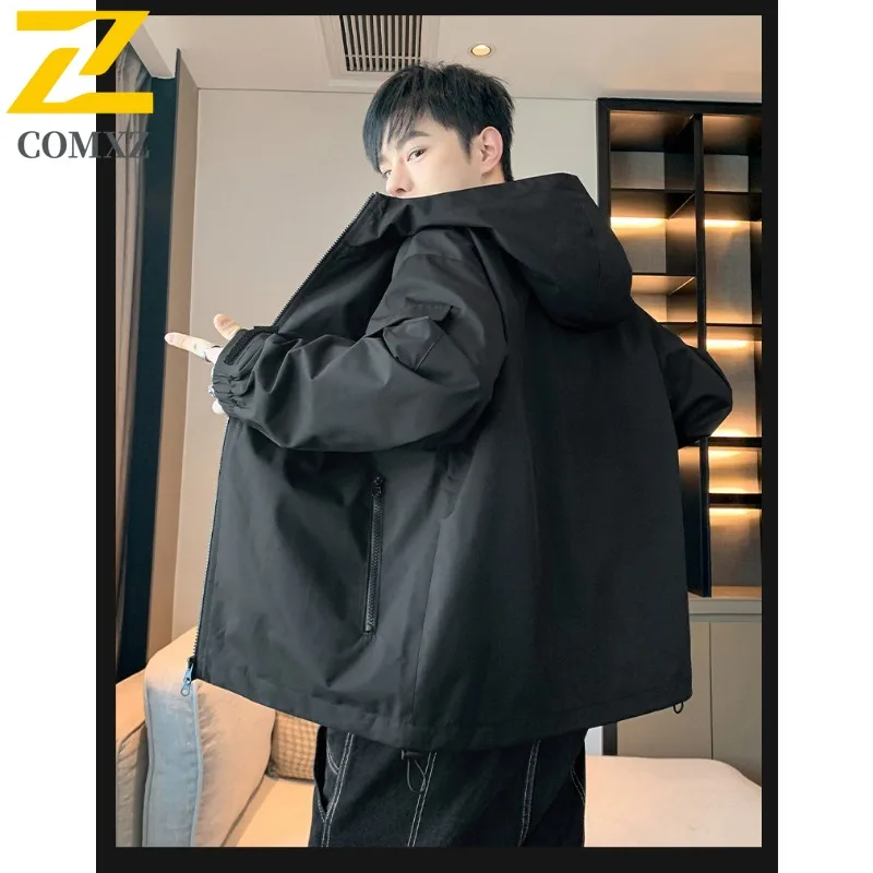 COMXZ Rainproof Coat Windproof Waterproof Lightweight Outdoor Travel Work Biker Jacket Climbing Scratch Resistant Mens Outerwear