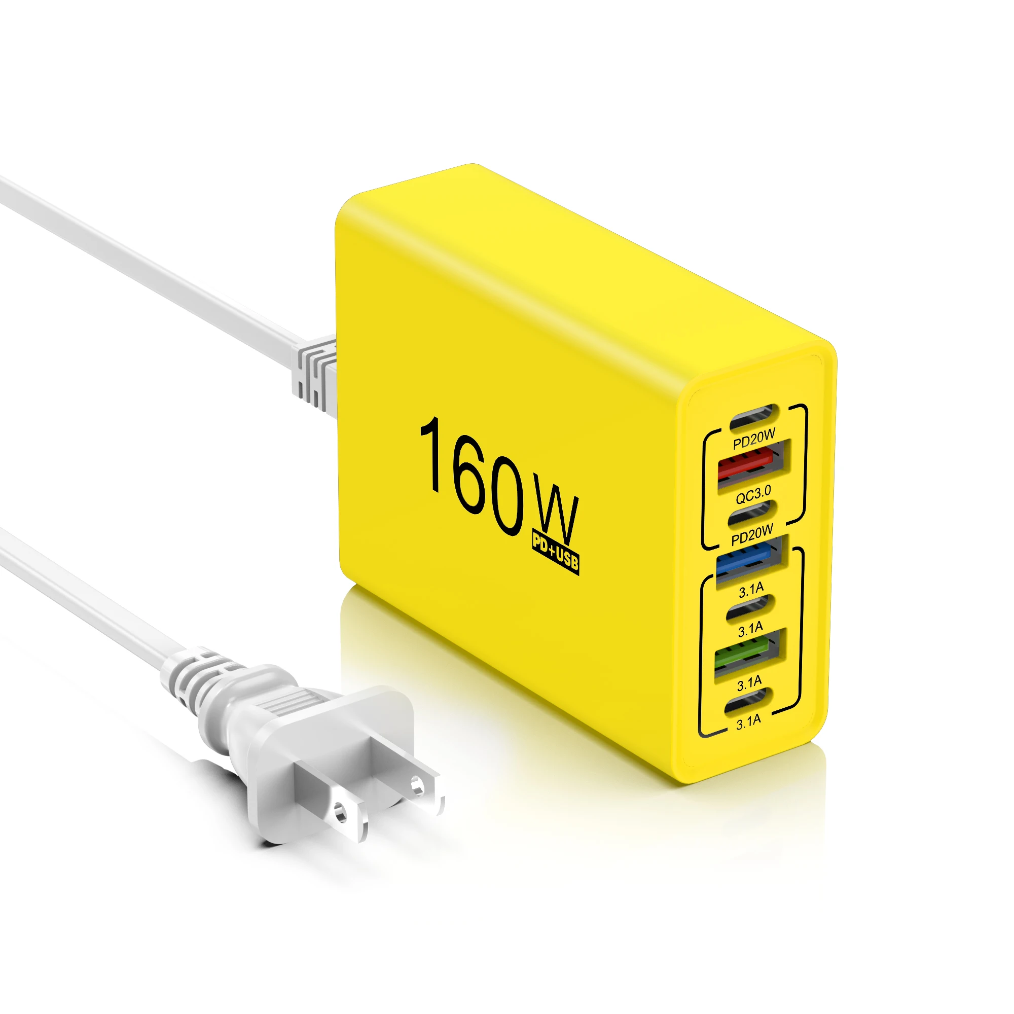 160W 7 Portlu USB Şarj Cihazı Hızlı Şarj Mobil Telefon Güç Adaptörü Hızlı Seyahat Şarj Cihazı Huawei iPhone Xiaomi 15 Duvar Adaptörü İçin
