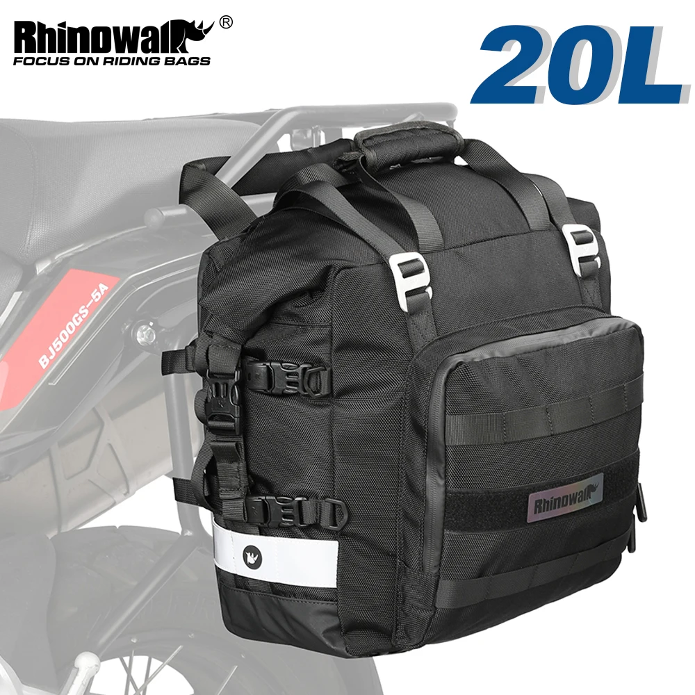 Rhinowalk-Saco lateral do assento traseiro da motocicleta, Pannier interno impermeável da sela, saco de bagagem para ADV, acessórios do motor, 20L