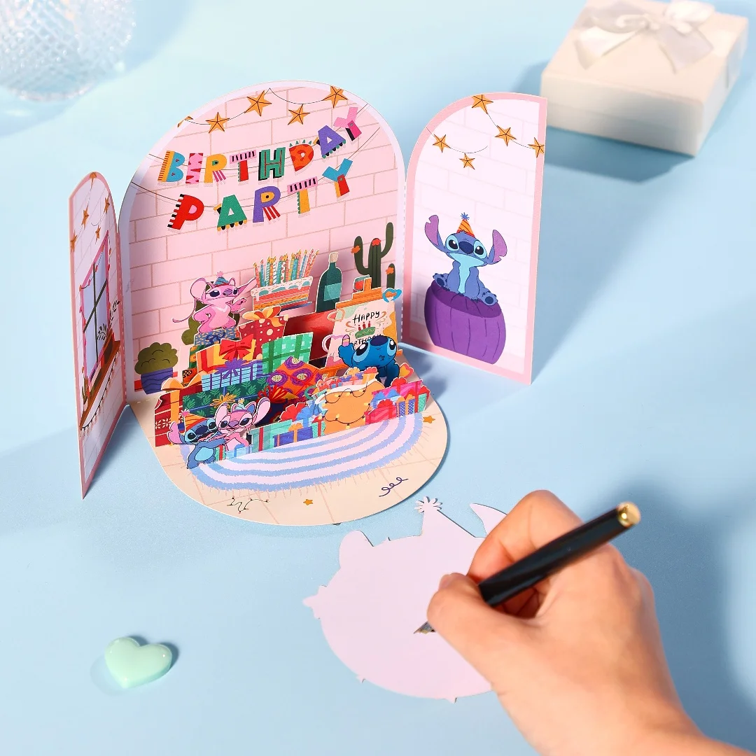 Stitch Celebrate Birthday Greeting Card Creative Double Door