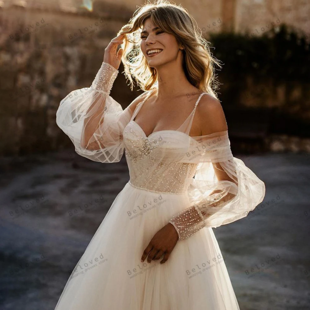 

Classic Wedding Dresses A-Line Tulle Tiered Bridal Gowns Off The Shoulder Robes For Formal Party Graceful Vestidos De Novia 2024