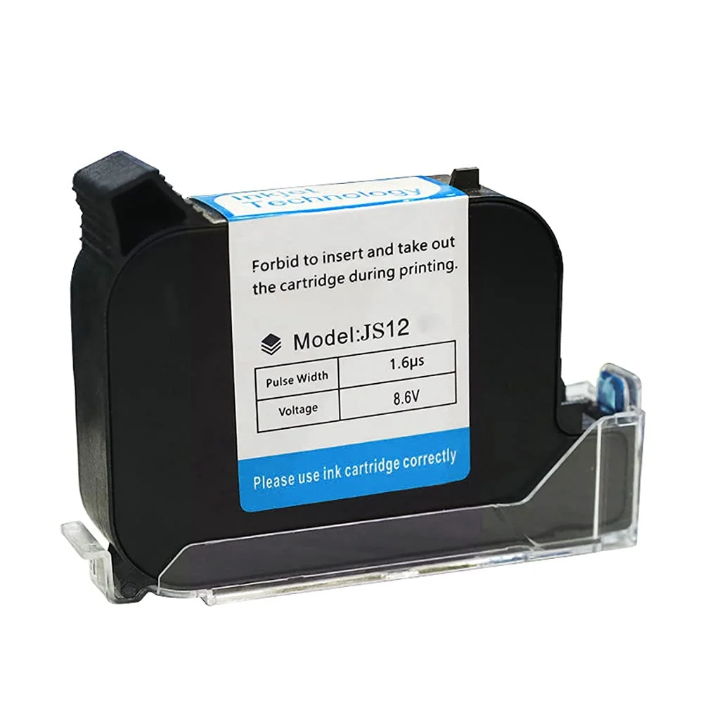 [1x JS12 JS10] 42ml 12.7mm Fast dry black sovent ink cartridge JS10M JS12M Replaced for TIJ2.5 Domino Handheld Printer