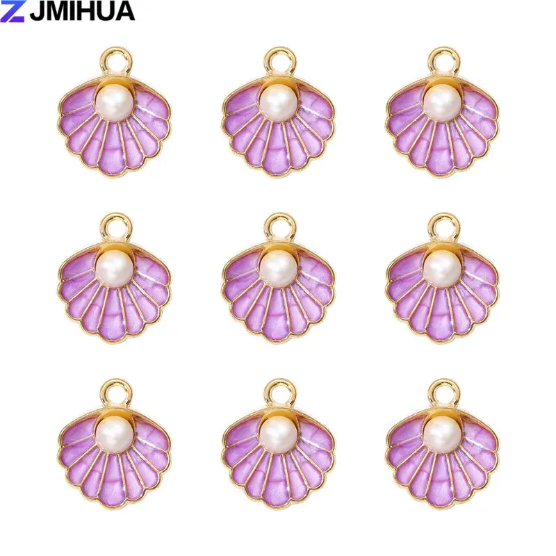 ZHOUBA 15 Stks/Set Shell Conch Zeester Sieraden Accessoire Hanger Ketting Armband Bedels voor Sieraden Maken en Ambachten Multi kleuren