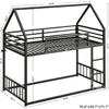 Bunk Beds Twin Over Twin, House Bunk Bed Frame with Ladder and Guardrail, House Shaped with Metal Slats Bunk Beds for Kids 4