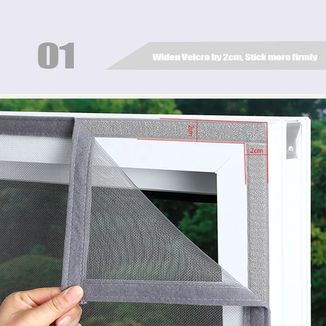 Summer, gray, mosquito net mesh, window screen, double zipper self-adhesive window mosquito net, zippered household mosquito net 2