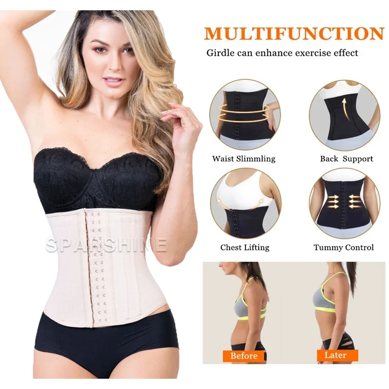 Fajas Colombianas High Compression Girdle Waist Trainer Abdominal Control Adjustable Hook Body Shaper Slimming Sheath