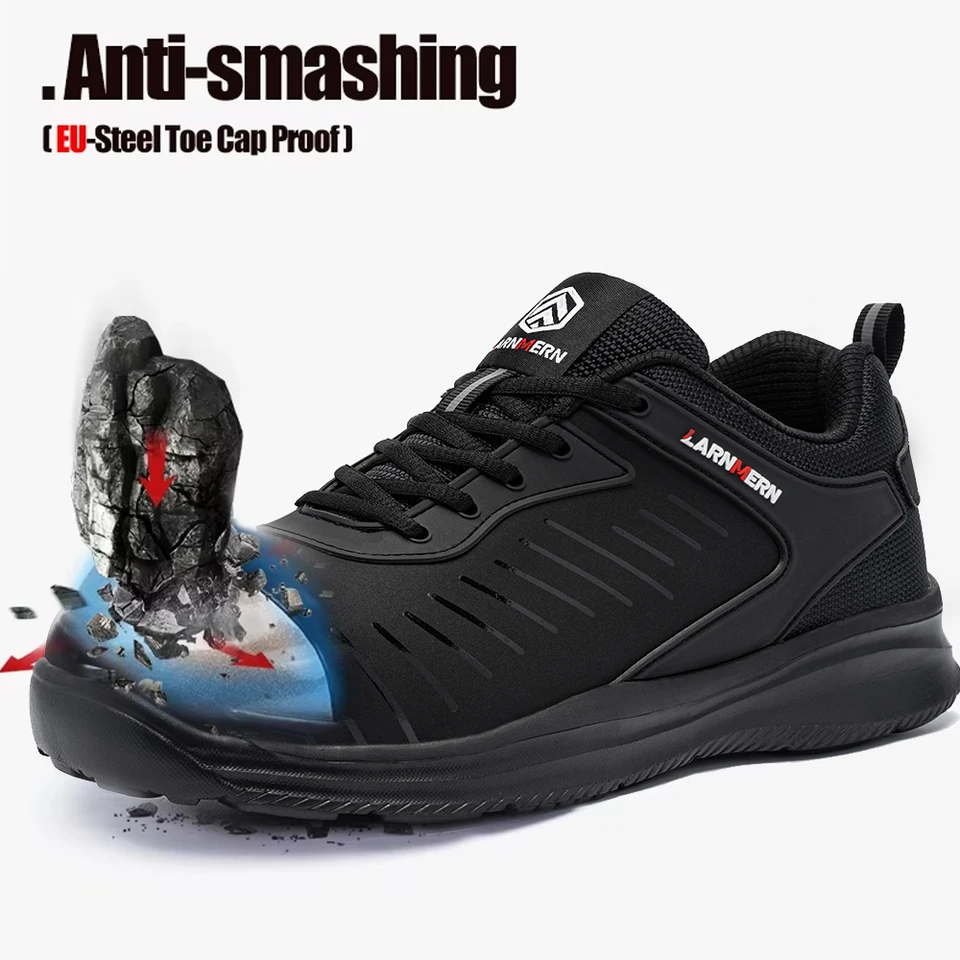 LARNMERN メンズ軽量安全靴 レディース スチールトゥブーツ 作業用靴