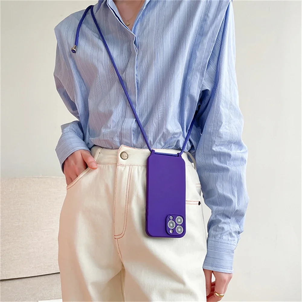 Versatile Crossbody Necklace Lanyard with Soft Silicone Case - Candy Color Cover