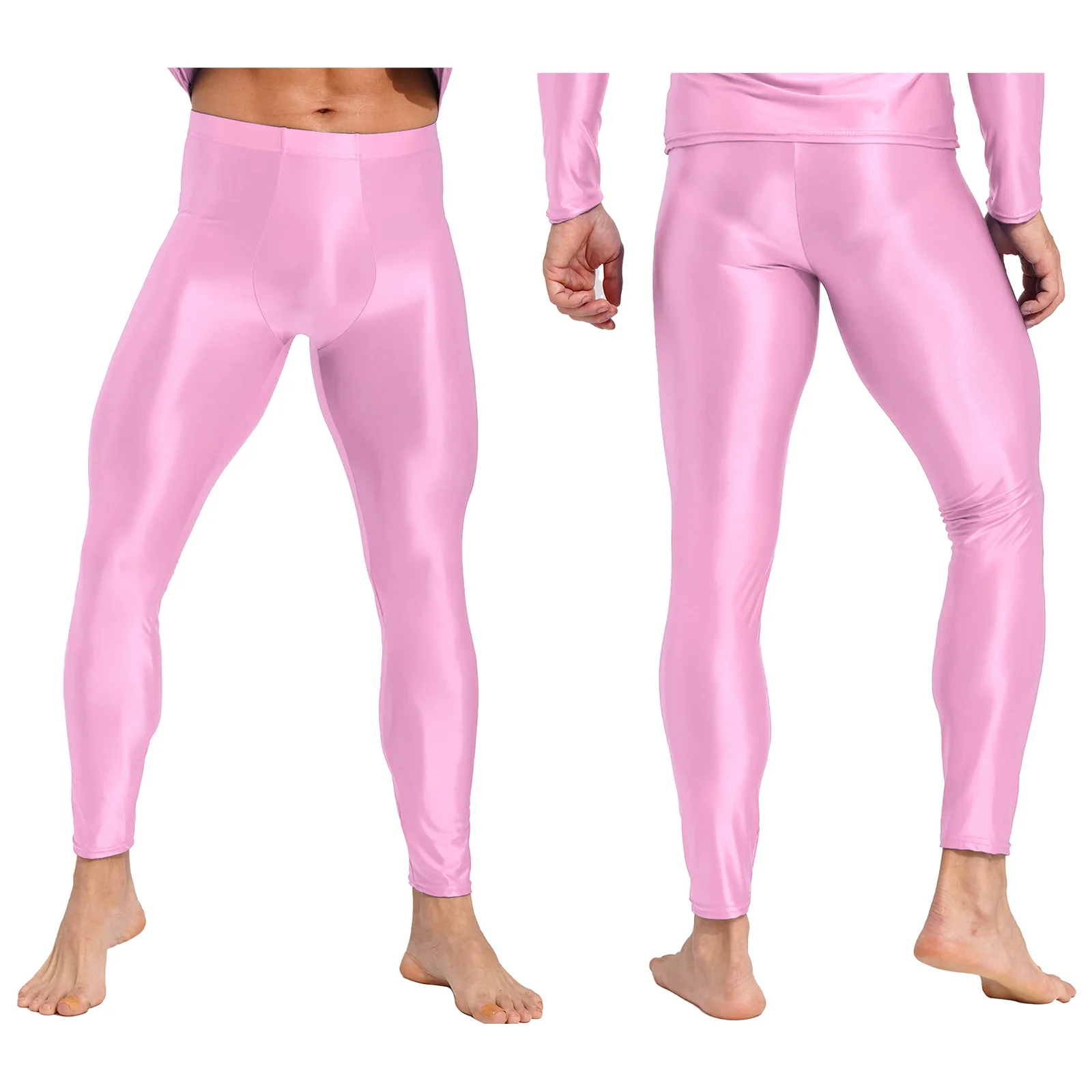 Men Glossy Leggings Semi See-through Skinny Pants Solid Color Trouser for Yoga Exercise Running Fitness Sports Workout Swimming men trousers