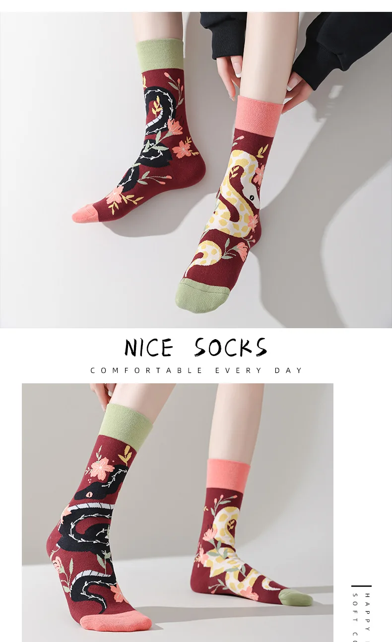 Kreative und lustige Cartoon ab trend ige asymmetrische Mandarine Ente Herren und Damen mittelhohe Socken – Detail 35
