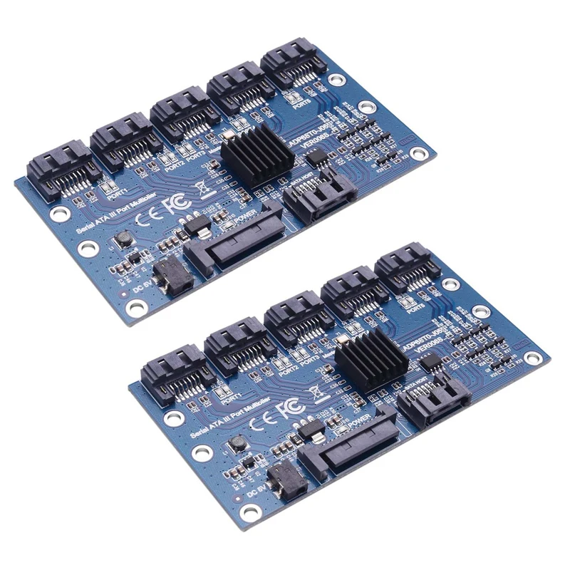 

2X Controller Card Motherboard Sata Expansion Card 1 To 5 Port Sata3.0 6Gbps Multiplier Sata Port Riser Card Adapter