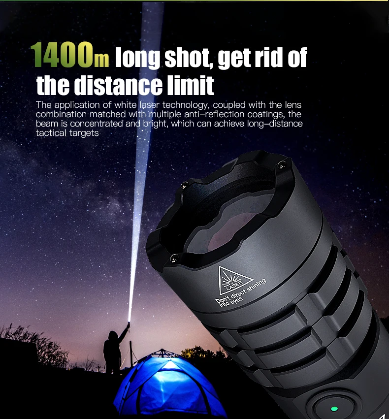 Tank007 PTL01 Patrol Security Police White Light Long Range Laser Light 500LM 1400M Target Tracking