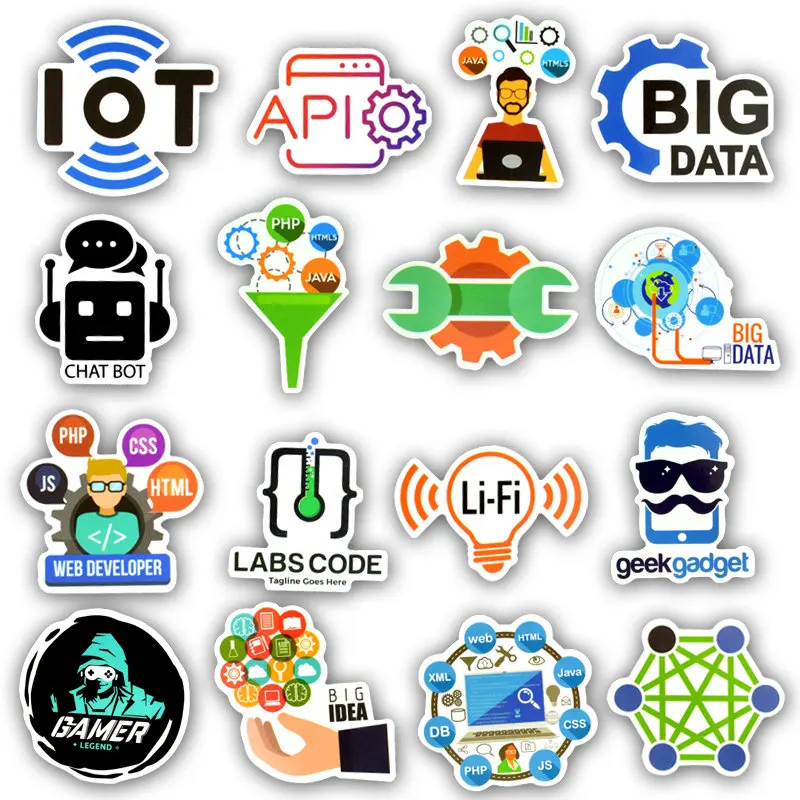 50PCS Programming Language Sticker Internet Html Software Waterproof Sticker for Geek Hacker Developer to DIY Laptop Computer PC